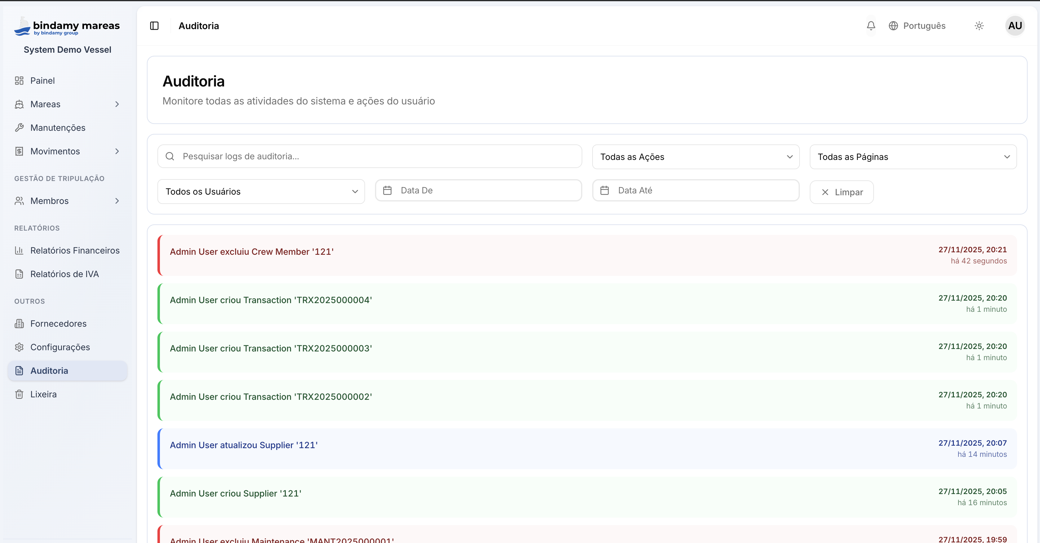 Audit Trail Interface