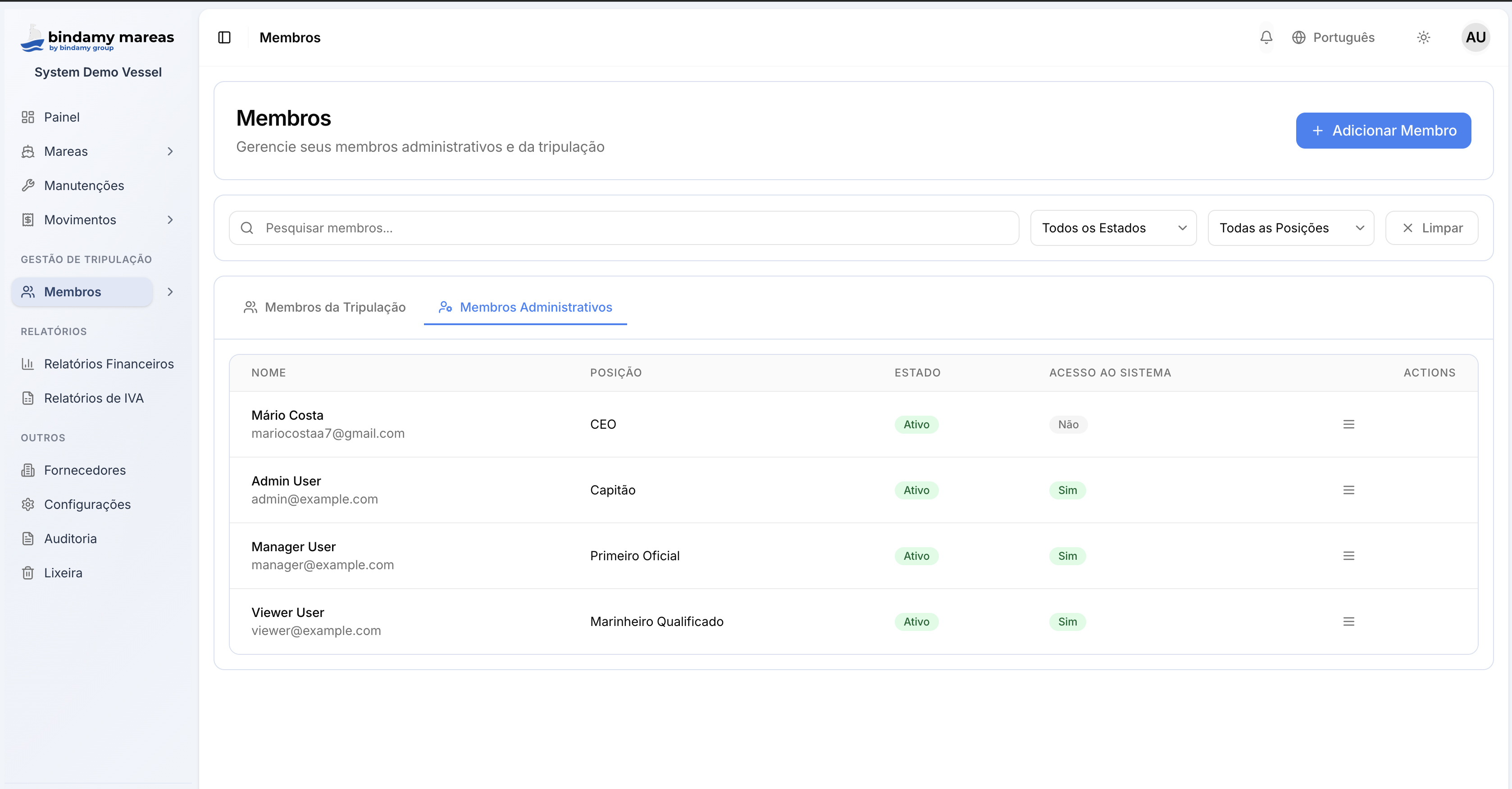 Crew Management Interface